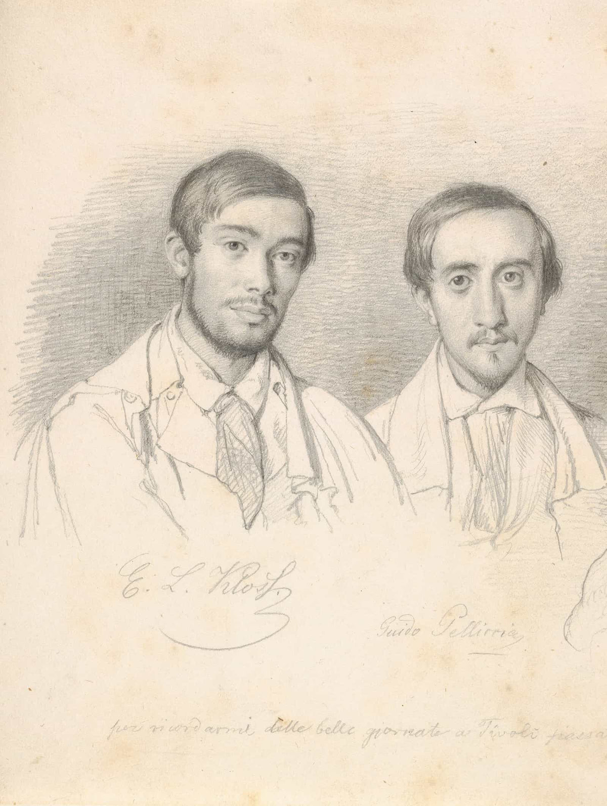 Double Portrait Of The Artists Ef Kloss And G Pellicia   by Wilhelm Marstrand