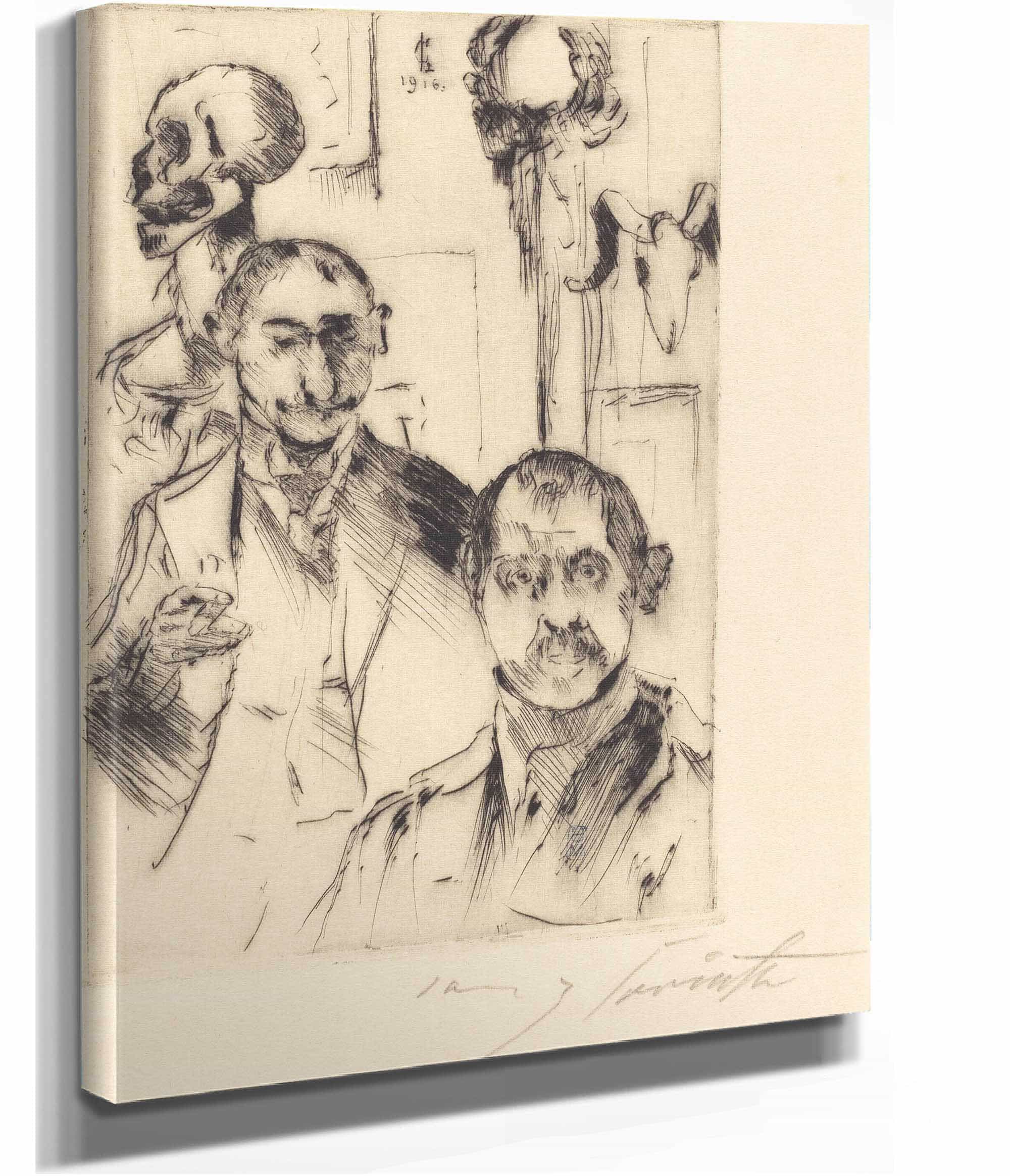 Double Portrait With Skeleton Doppelbildnis Mit Skelett by Lovis Corinth