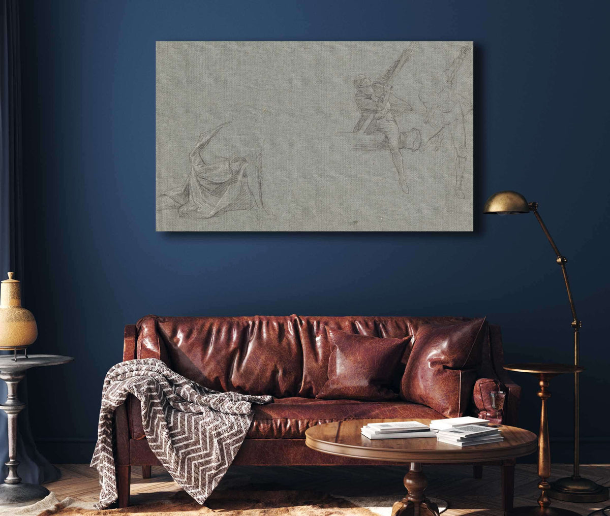 Drapery Study Two Figures Pulling A Pole by John Singleton Copley