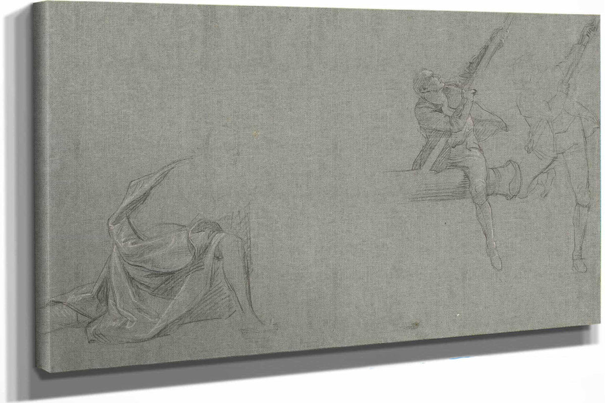 Drapery Study Two Figures Pulling A Pole by John Singleton Copley