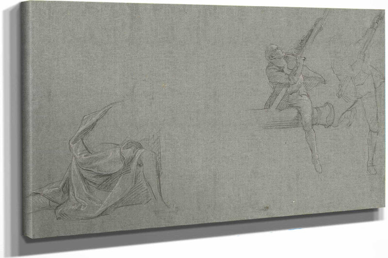 Drapery Study Two Figures Pulling A Pole by John Singleton Copley