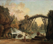 Draughtsman Drawing The Wooden Bridge In The Park Of Mereville by Hubert Robert