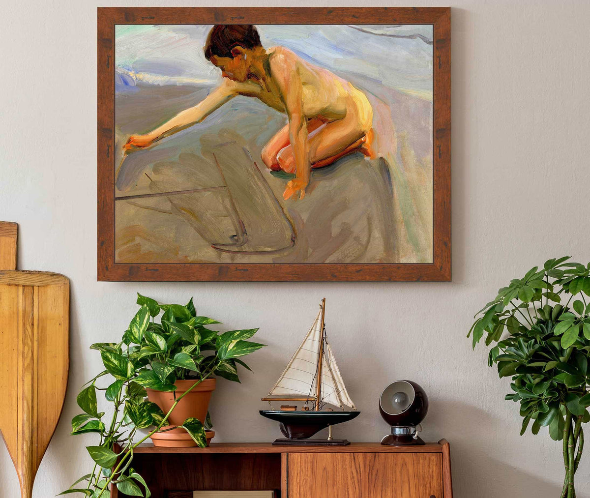 Drawing In The Sand by Joaquin Sorolla