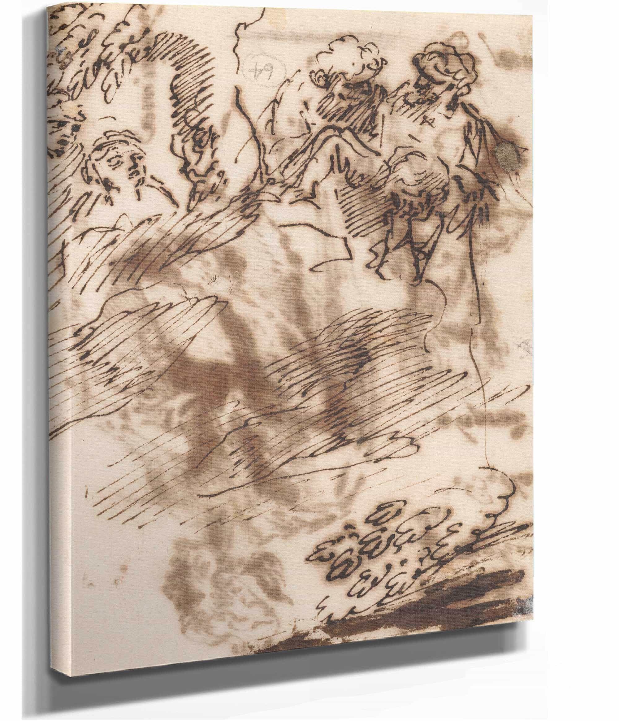 Drawings Of Classical Figures Mid Th Century by Salvator Rosa
