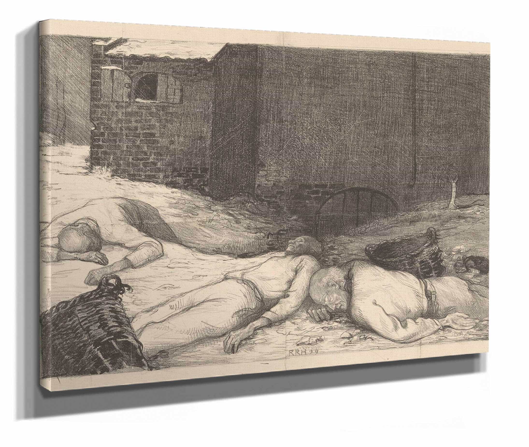 Drie Liggende Dode Mannen Bij Een Gebouw by Richard Nicolaus Roland Holst