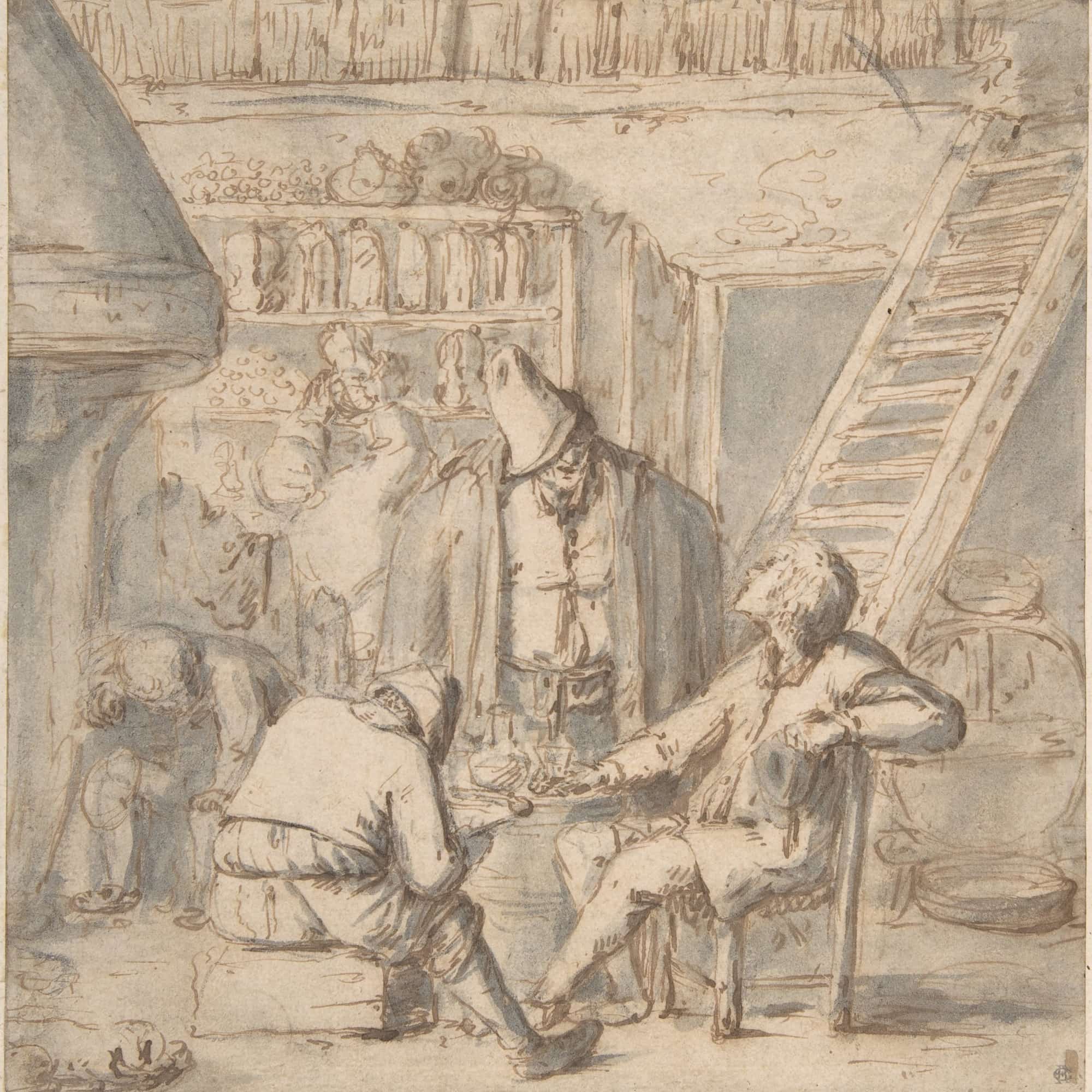 Drinkers In A Tavern Th Century by Adriaen Van Ostade