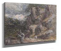 Driving Sheep In A Rocky Landscape by David Cox