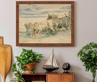 Drover With Oxen Pulling A Cart by Theodore Chasseriau