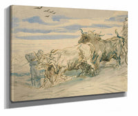Drover With Oxen Pulling A Cart by Theodore Chasseriau