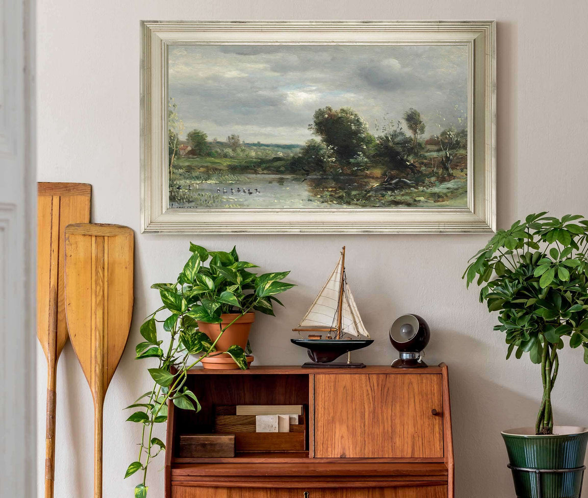 Ducklings On A Lake by Charles Francois Daubigny