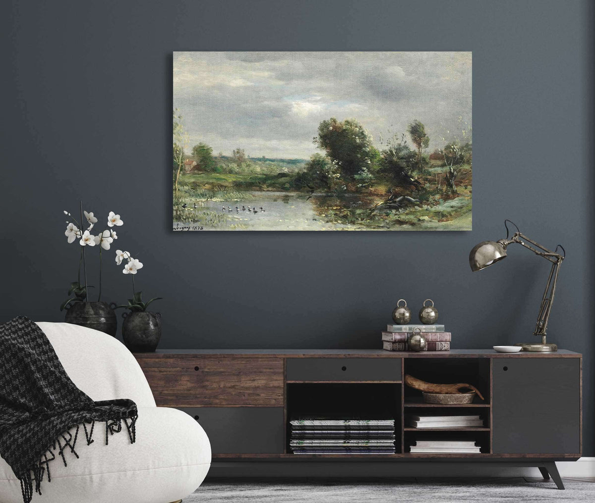 Ducklings On A Lake by Charles Francois Daubigny