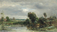 Ducklings On A Lake by Charles Francois Daubigny