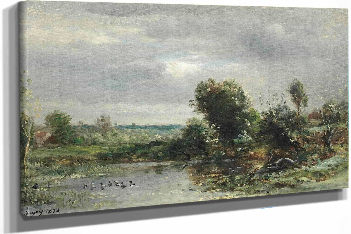 Ducklings On A Lake by Charles Francois Daubigny