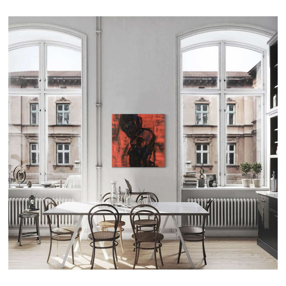 Dunkle Kopfe Auf Rot by Christian Rohlfs