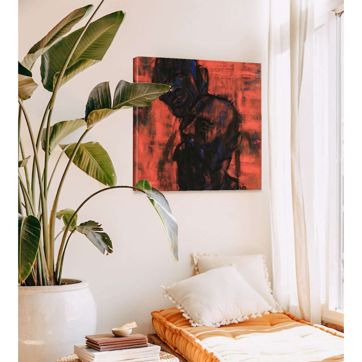 Dunkle Kopfe Auf Rot by Christian Rohlfs