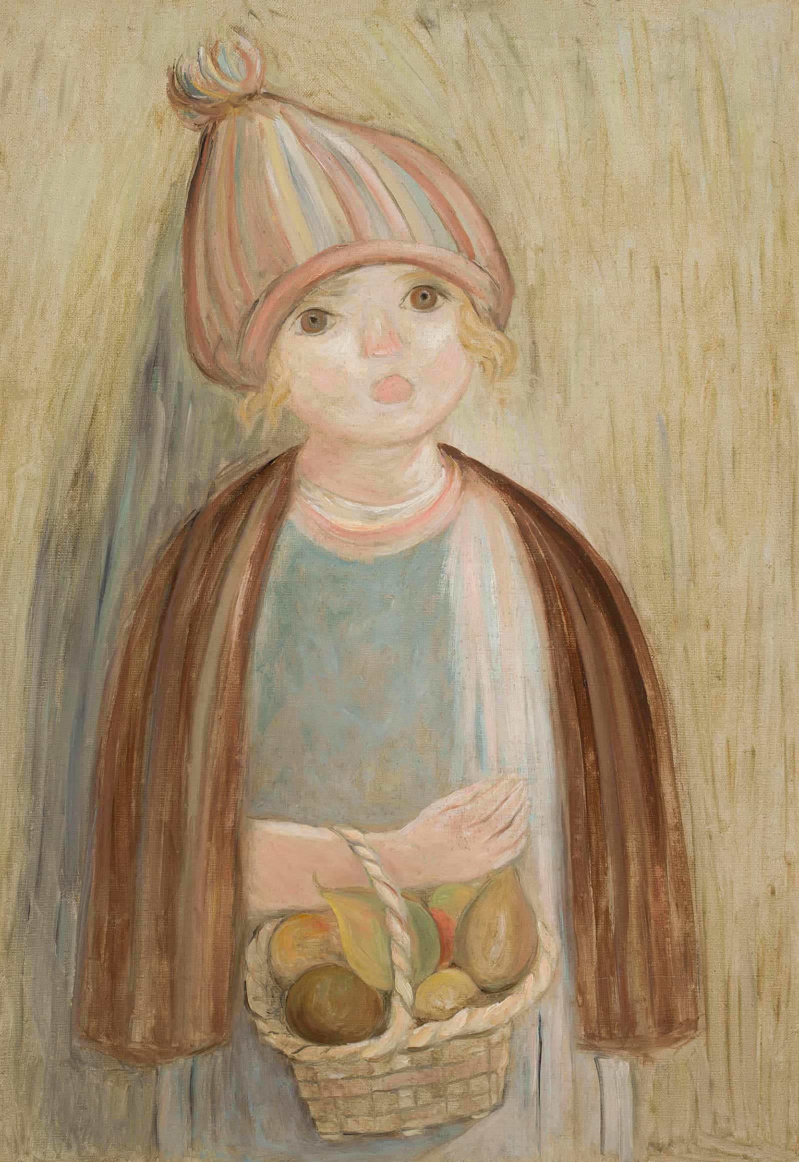 Dziewczynka Z Koszykiem Gruszek by Tadeusz Makowski