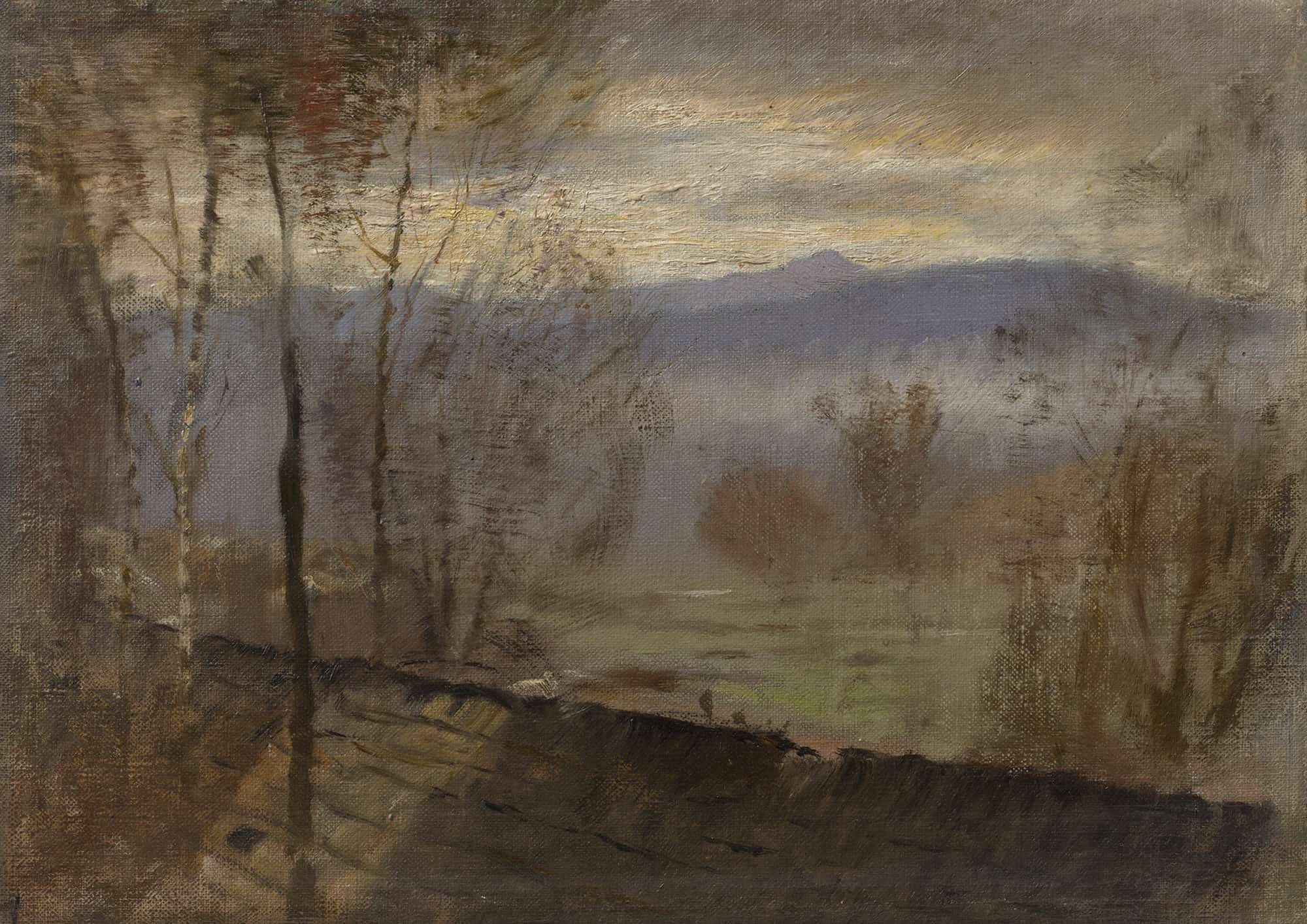 Early Evening Landscape With A River by Ladislav Mednyanszky