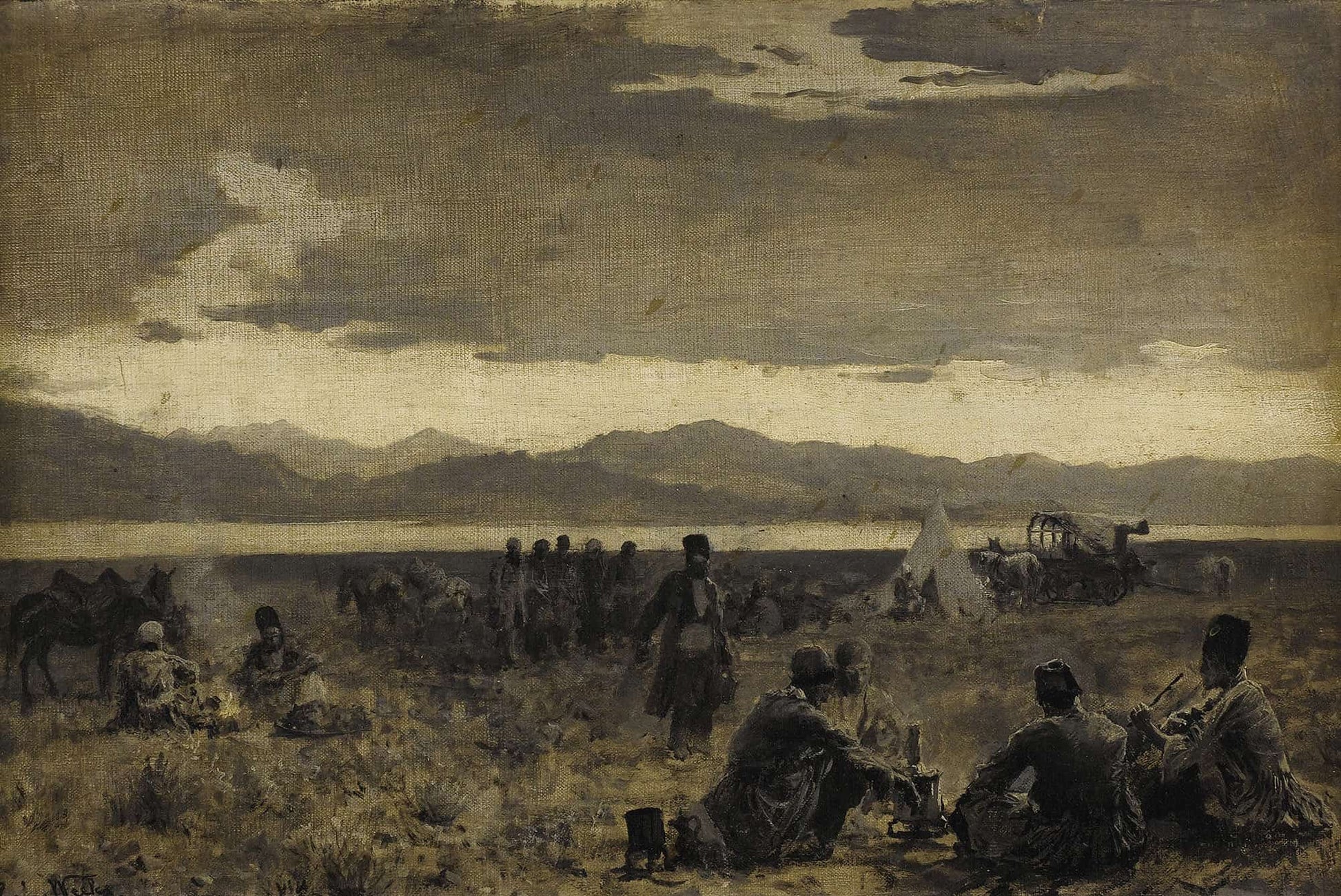 Early Morning Camp Near The Shore Of Lake Urumiyah by Edwin Lord Weeks
