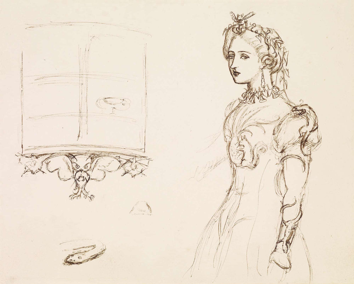Effie Ruskin Wearing A Dress Decorated With Natural Ornament by Sir John Everett Millais