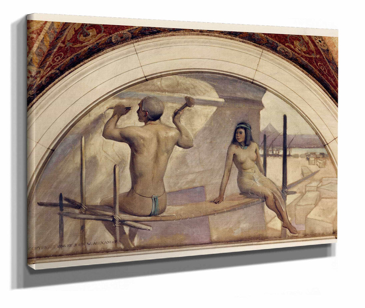 Egyptian Hieroglyphics Mural In Evolution Of The Book Series by John White Alexander