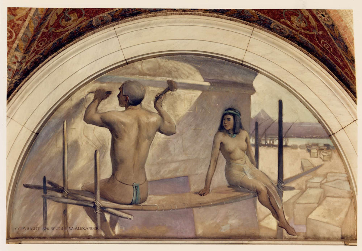 Egyptian Hieroglyphics Mural In Evolution Of The Book Series by John White Alexander