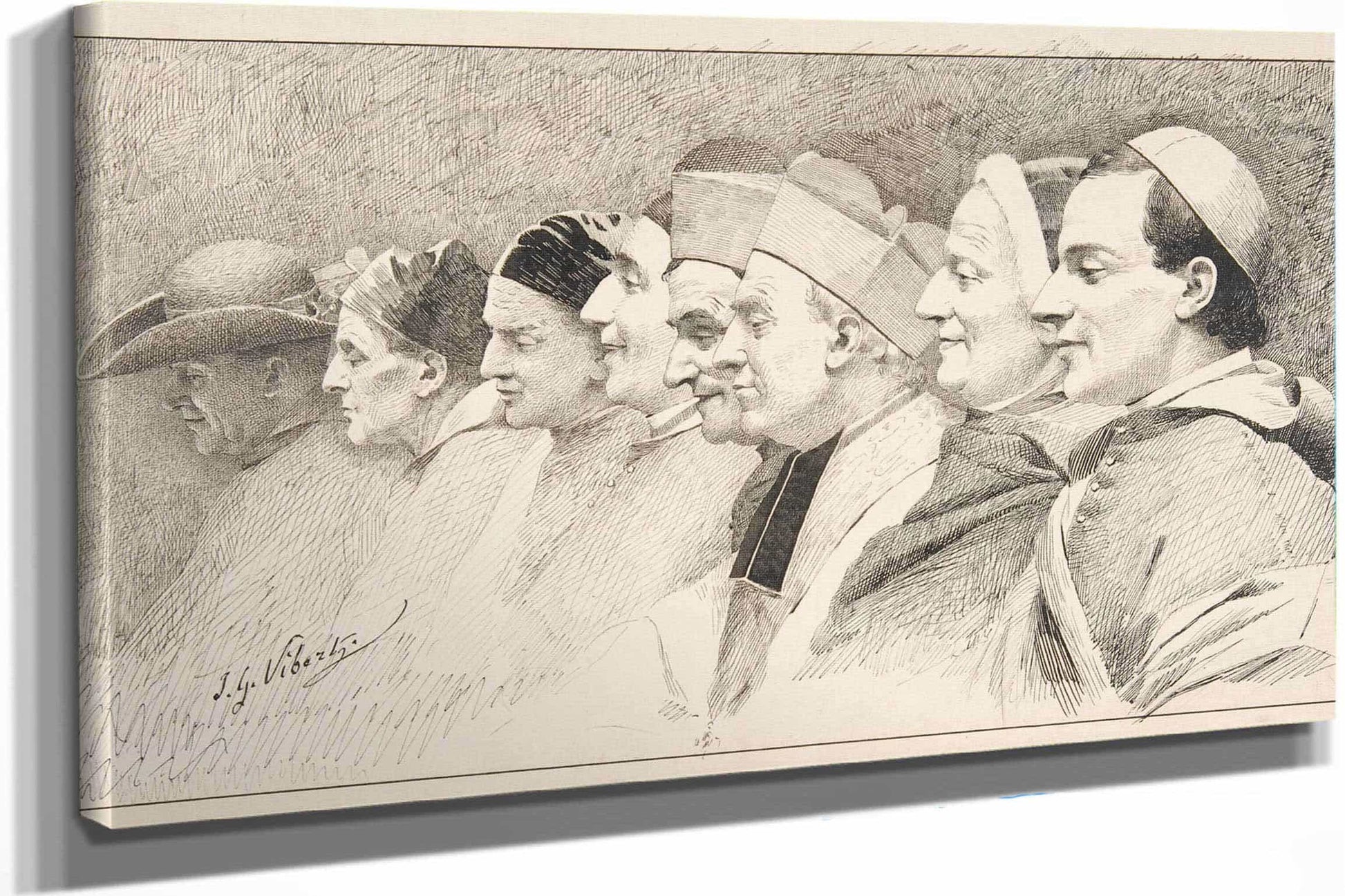 Eight Heads Of Ecclesiastics by Jehan Georges Vibert