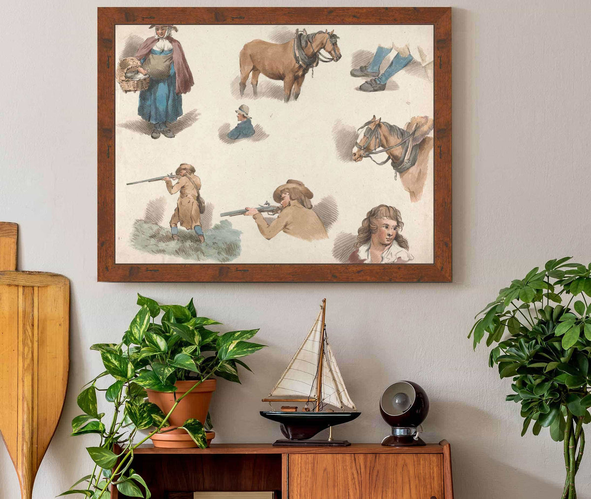 Eight Studies Woman With Basket Blinkered Cart Horse Etc by George Morland