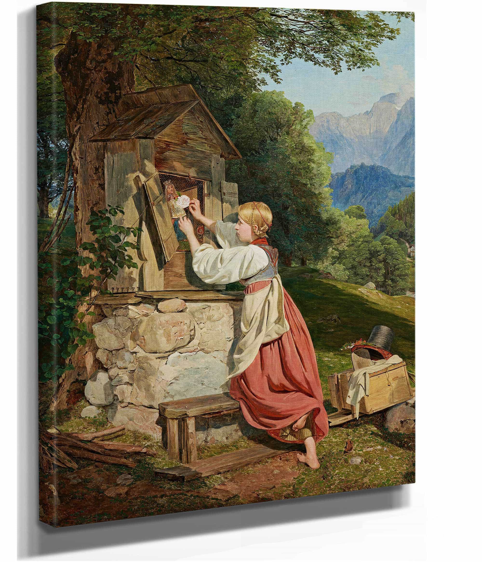 Ein Madchen Schmuckt Die Mutter Gottes Mit Einer Rose by Ferdinand Georg Waldmuller