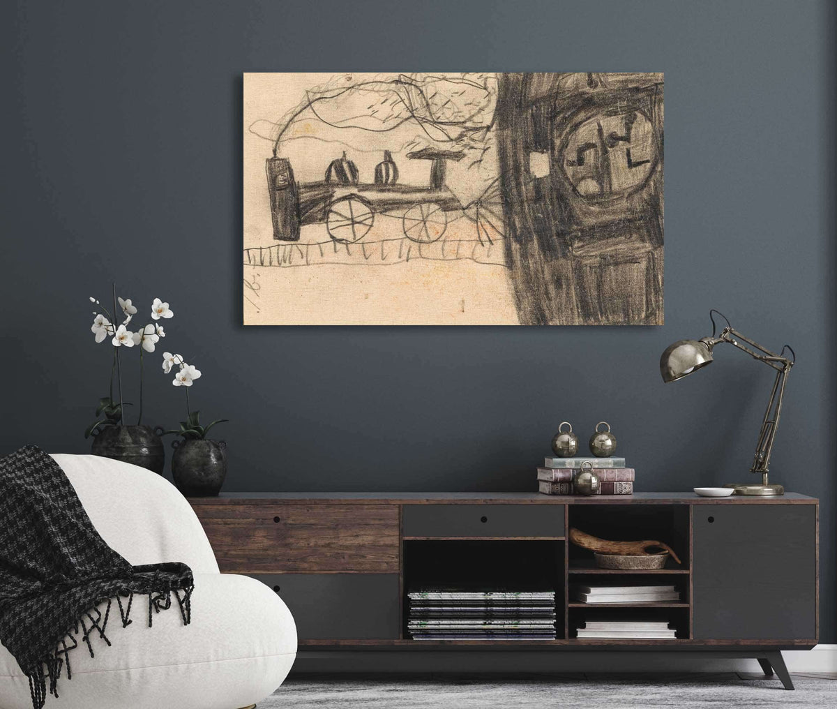 Eisenbahn Kinderzeichnung by Egon Schiele