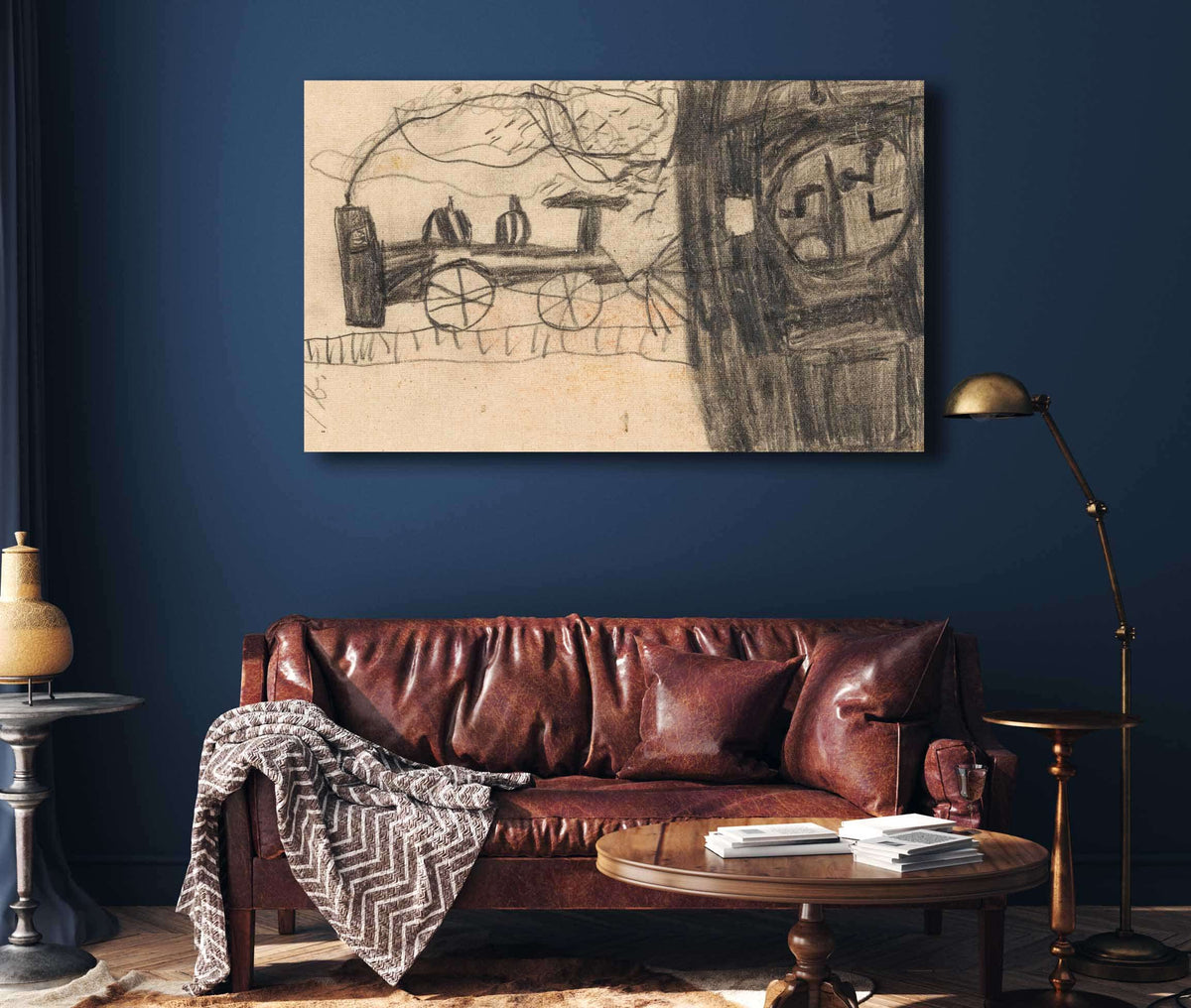 Eisenbahn Kinderzeichnung by Egon Schiele