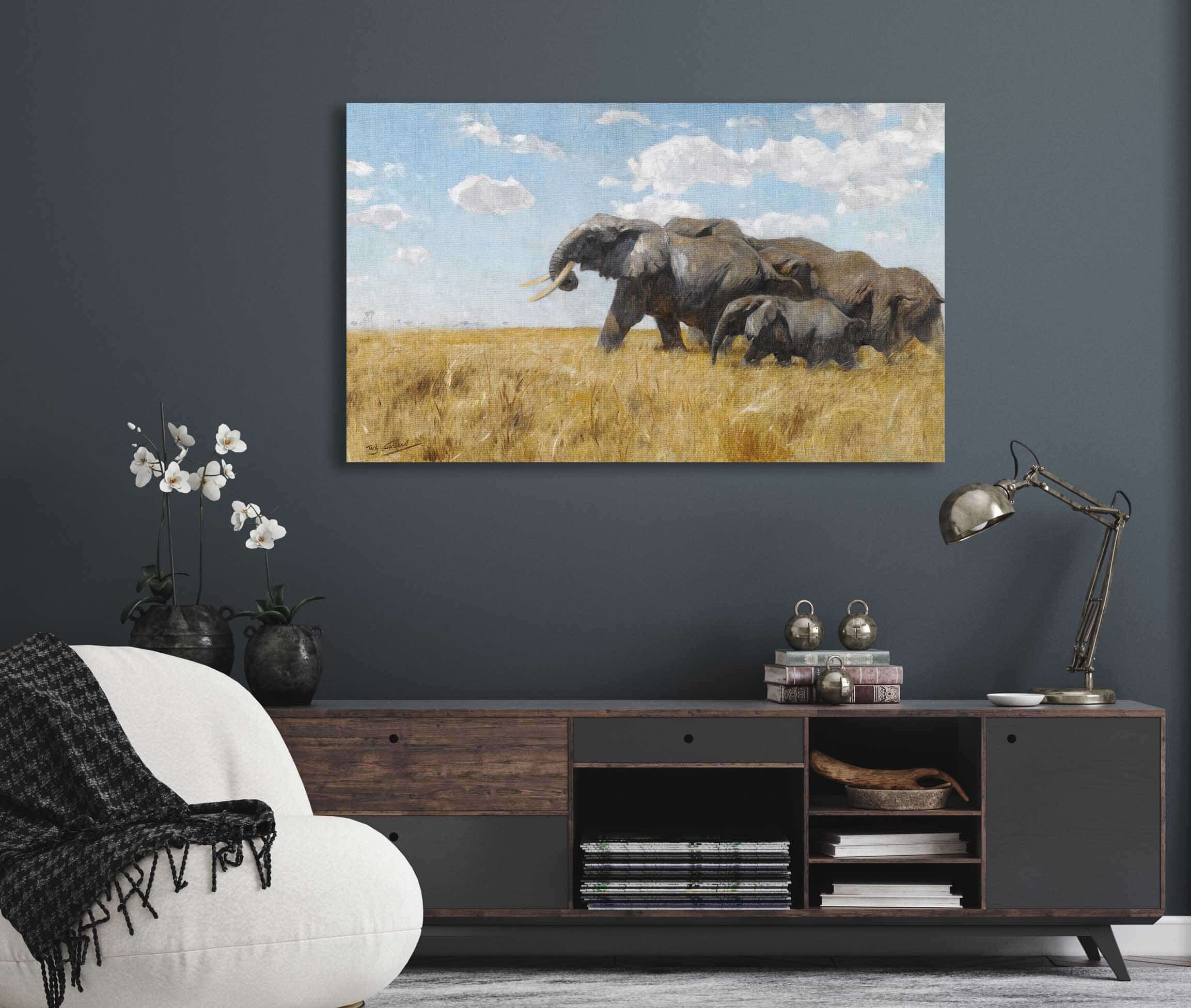 Elefanten Auf Der Wanderung Elephants On The Move by Wilhelm Kuhnert