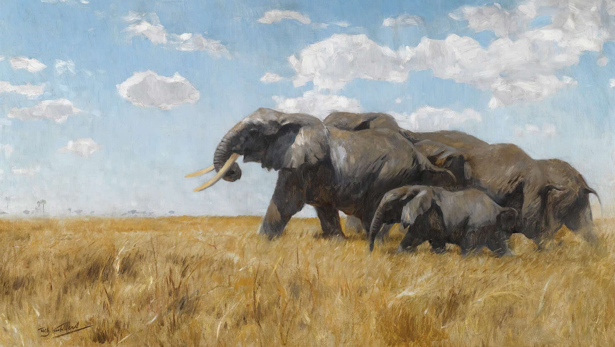 Elefanten Auf Der Wanderung Elephants On The Move by Wilhelm Kuhnert