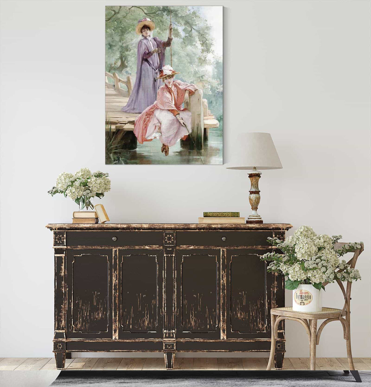 Elegant Ladies Fishing by Georges Jules Victor Clairin