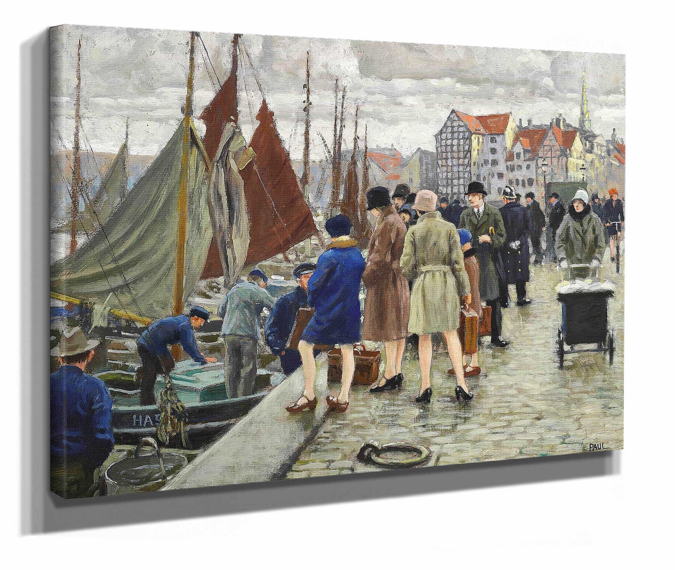 Elegante Damer Med Klokkehatte Kober Fisk by Paul Fischer