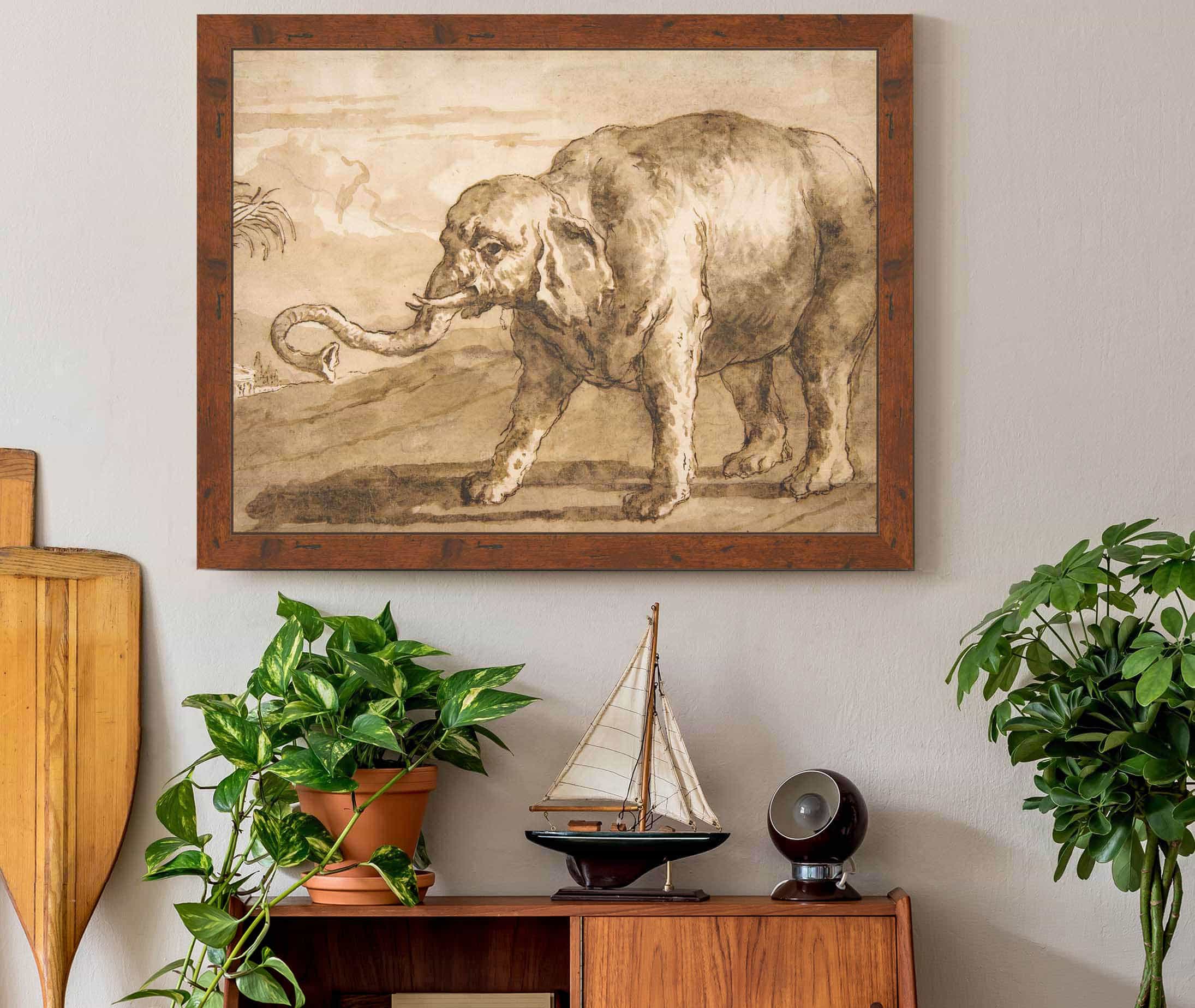 Elephant In A Landscape  by Giovanni Domenico Tiepolo