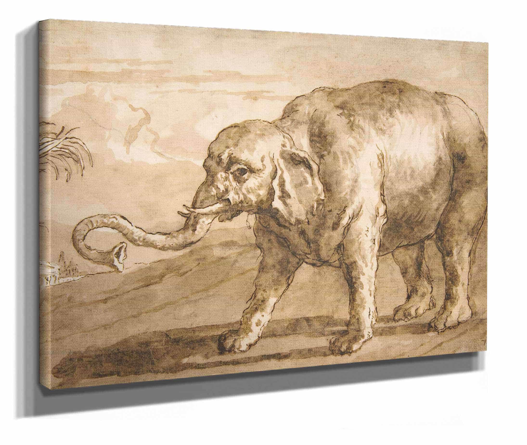 Elephant In A Landscape  by Giovanni Domenico Tiepolo