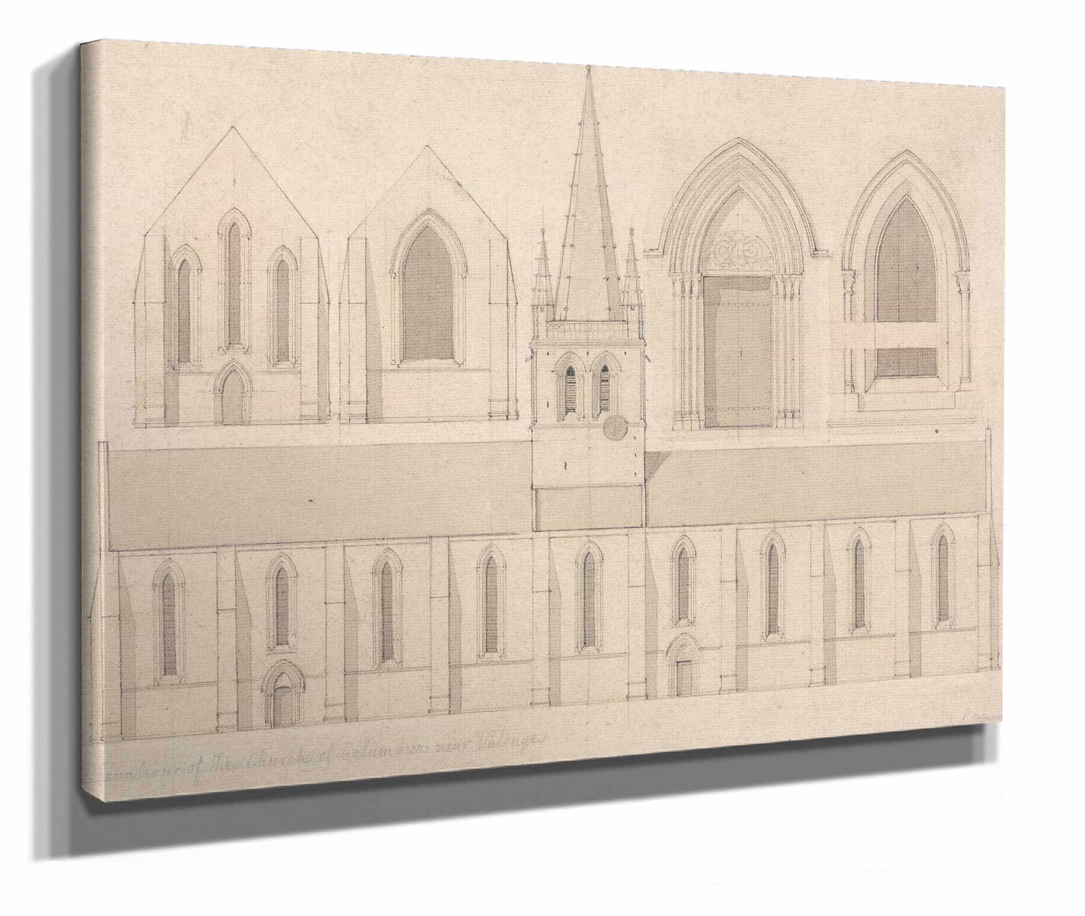 Elevation Of The Church Of Columbiers Near Valognes Normandy by John Sell Cotman