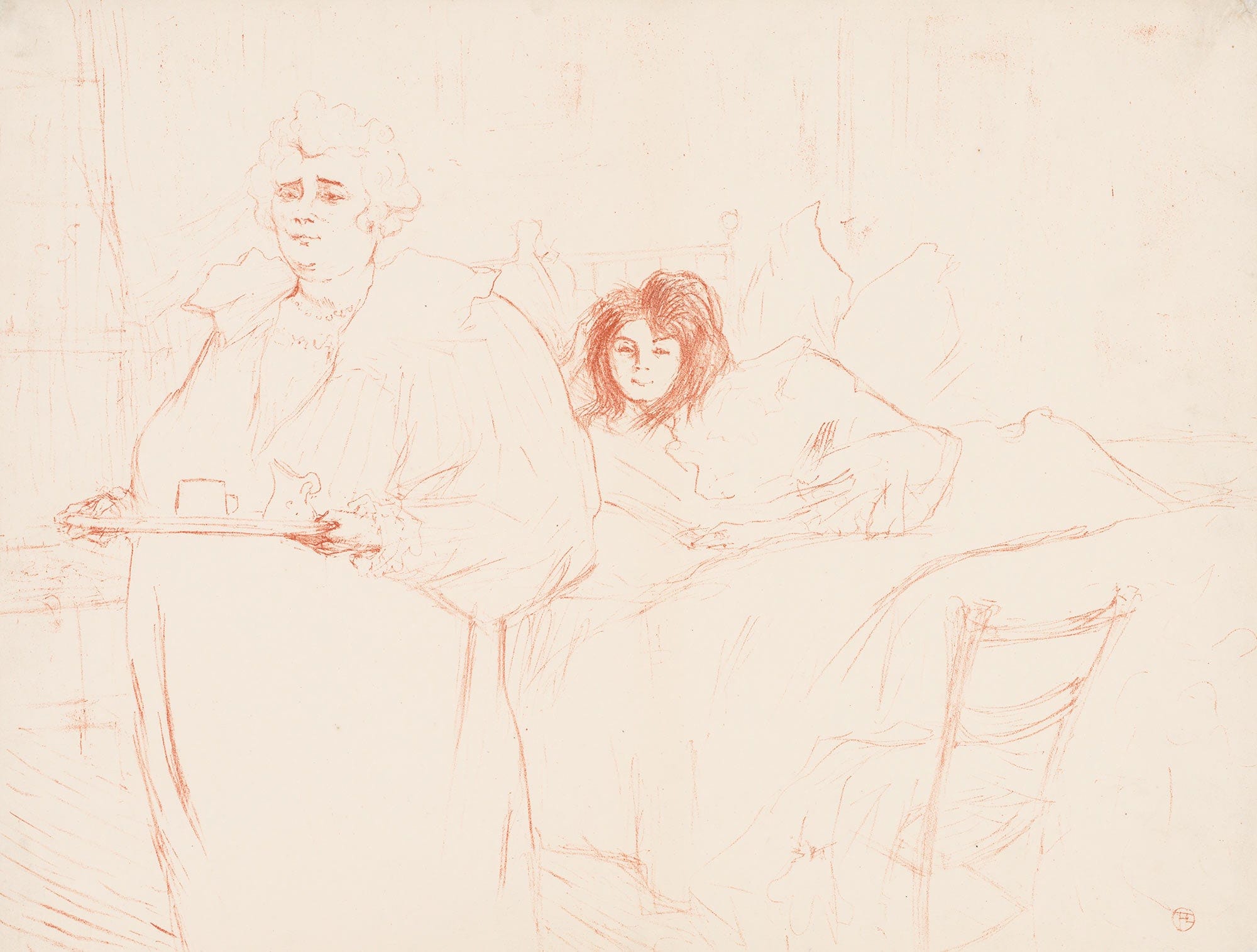 Elles Woman Carrying A Tray Mme Baron And Mlle Popo by Henri De Toulouse Lautrec