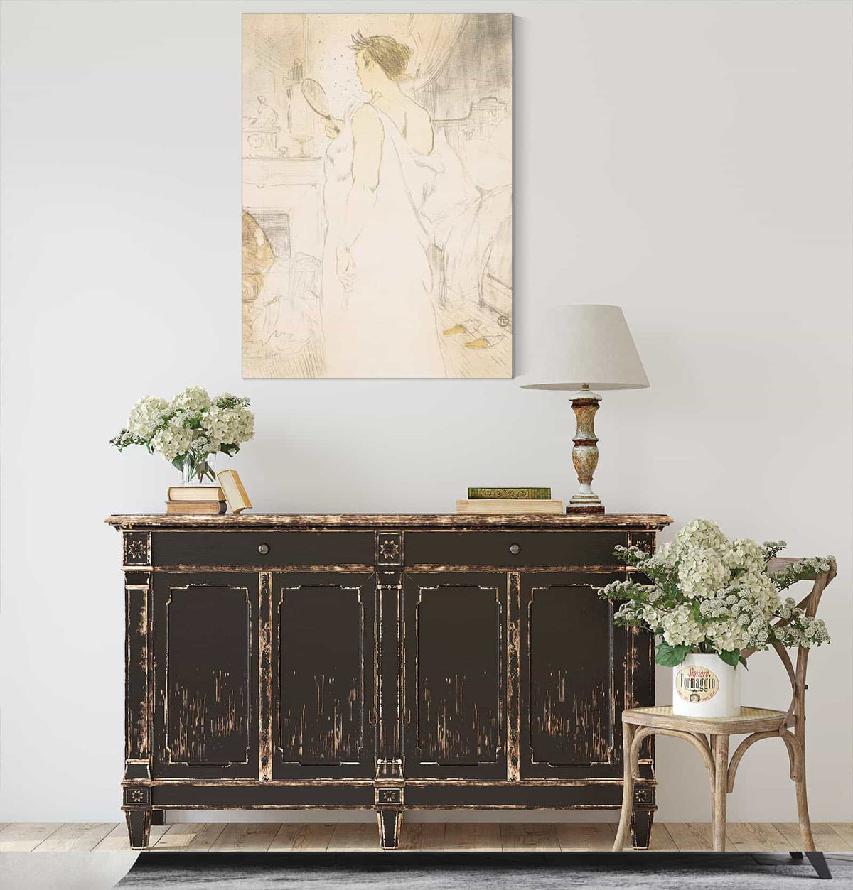 Elles Woman With A Hand Mirror by Henri De Toulouse Lautrec