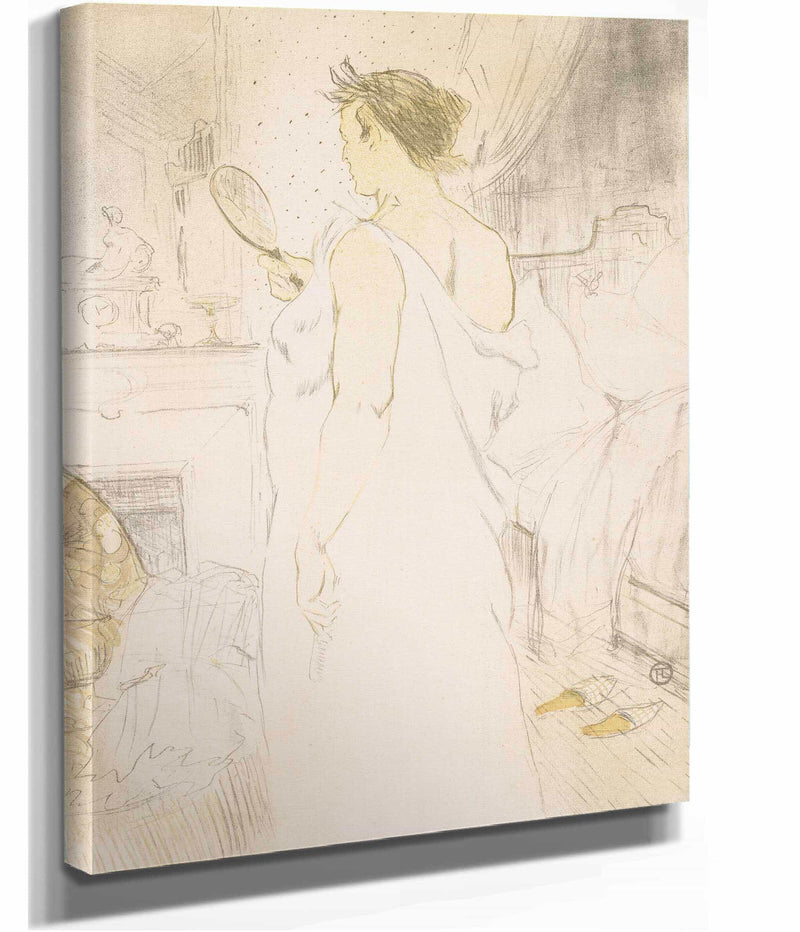 Elles Woman With A Hand Mirror by Henri De Toulouse Lautrec