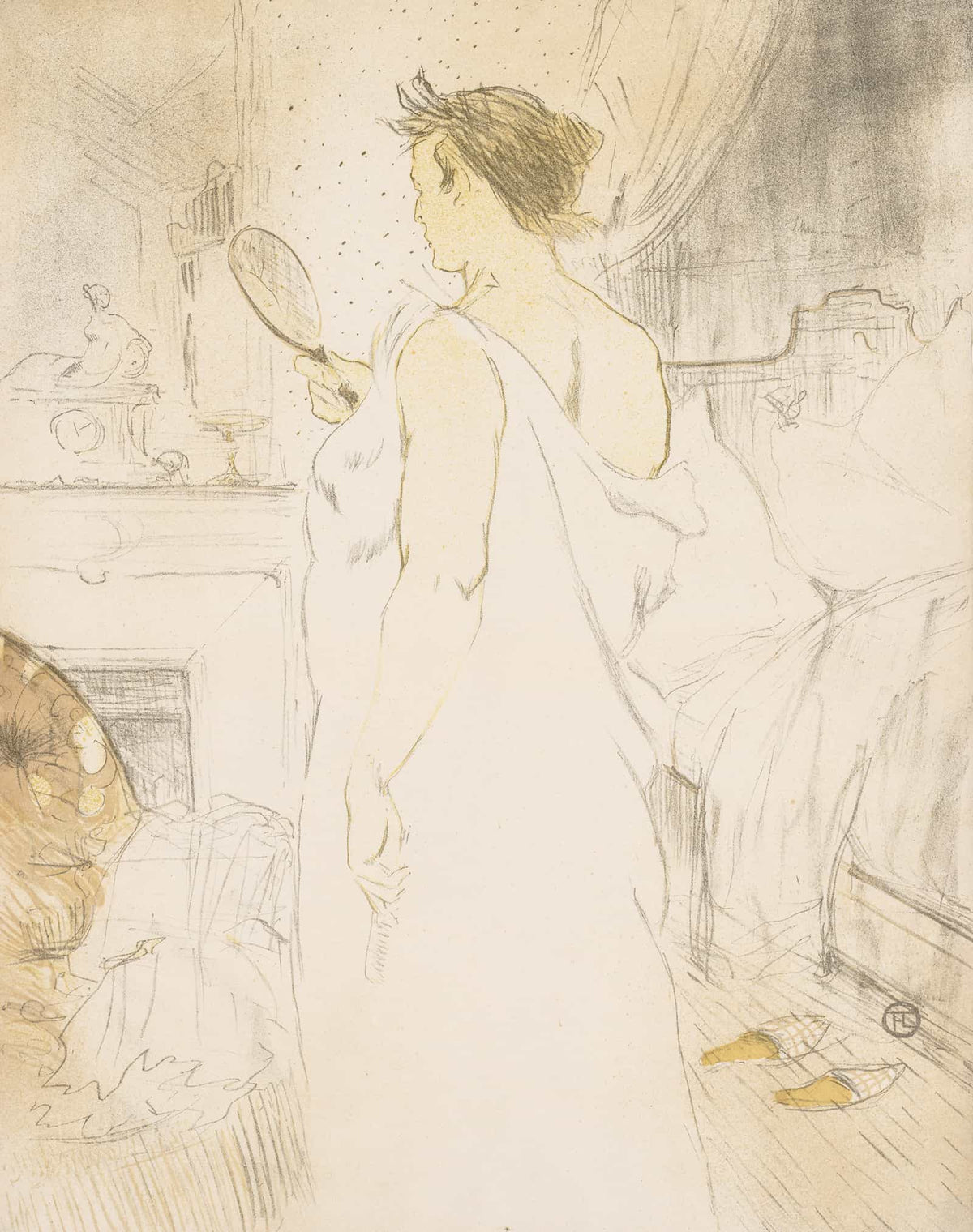 Elles Woman With A Hand Mirror by Henri De Toulouse Lautrec