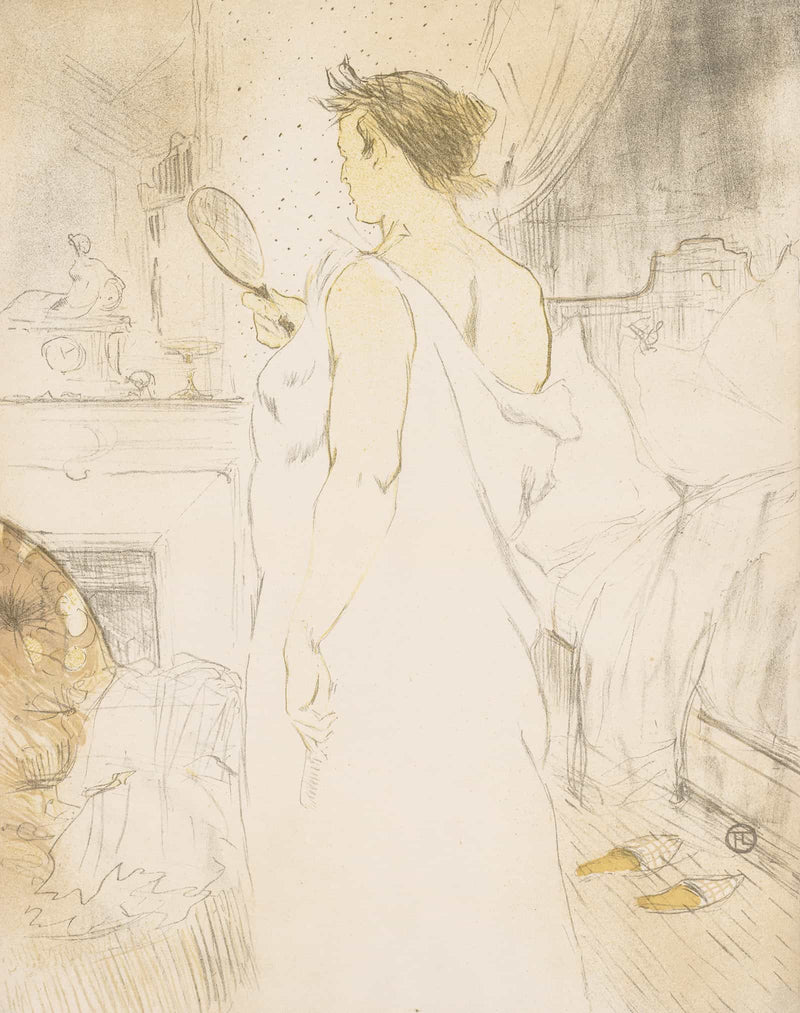 Elles Woman With A Hand Mirror by Henri De Toulouse Lautrec