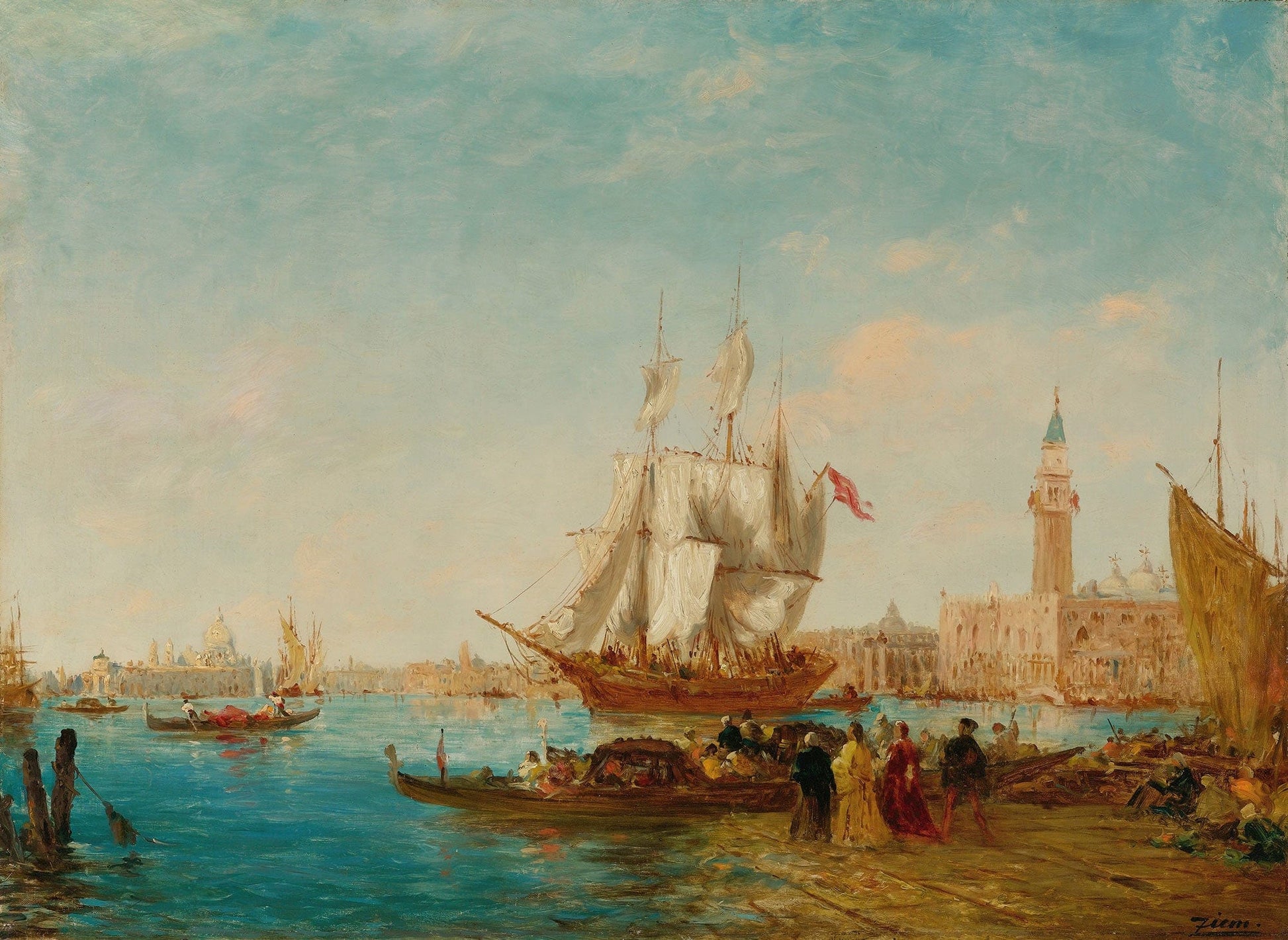 Embarquement Sur Le Quai Des Esclavons by Felix Ziem