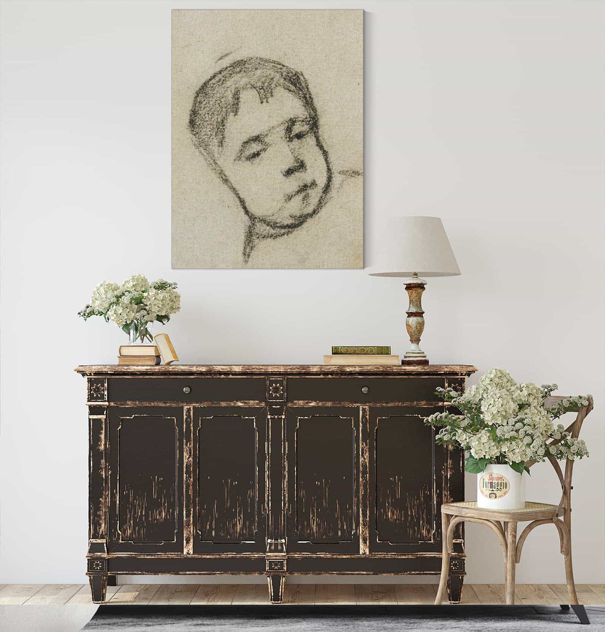 Emil Gauguin As A Child Head On A Pillow by Paul Gauguin