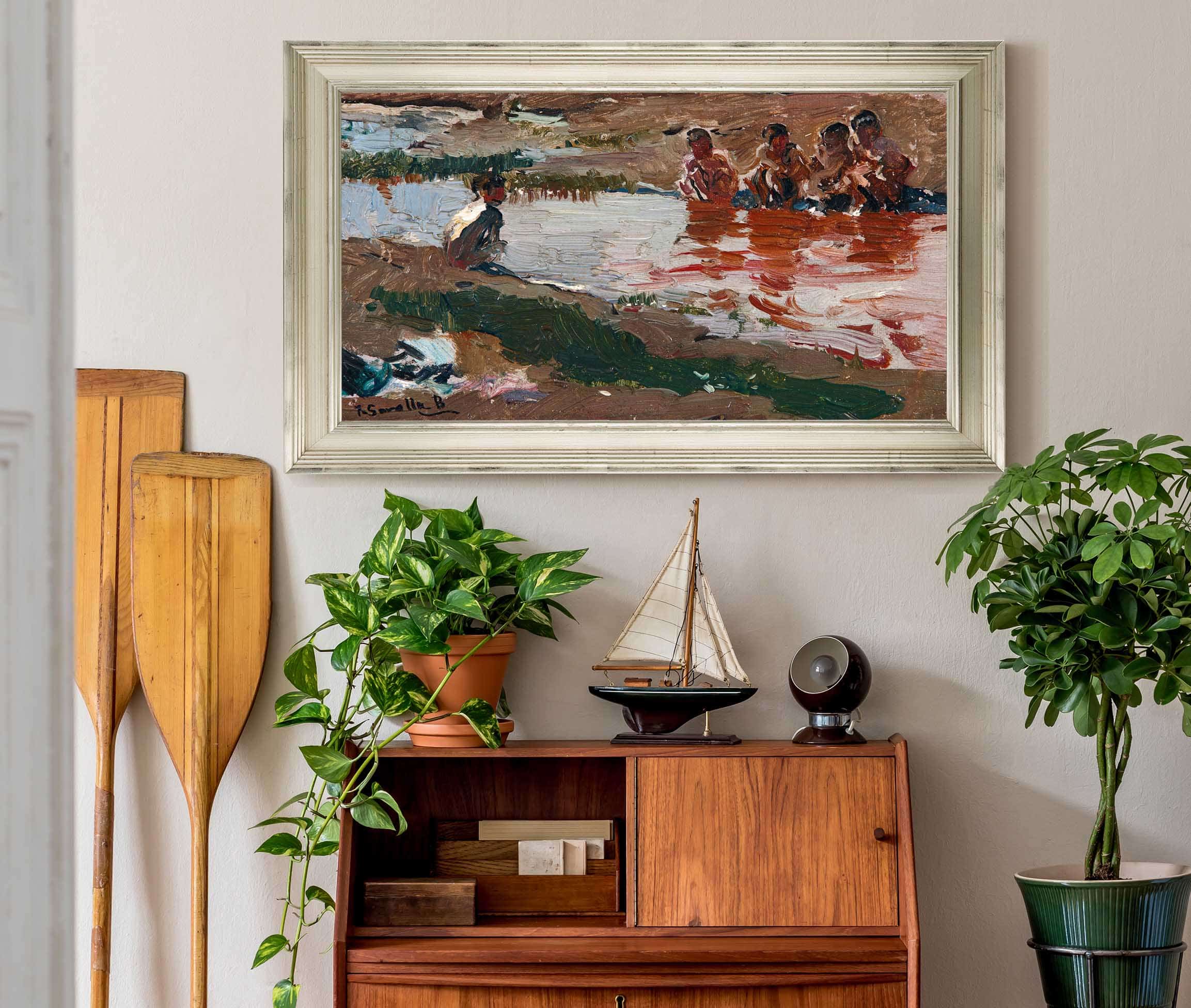 En El Rio At The Riverside by Joaquin Sorolla