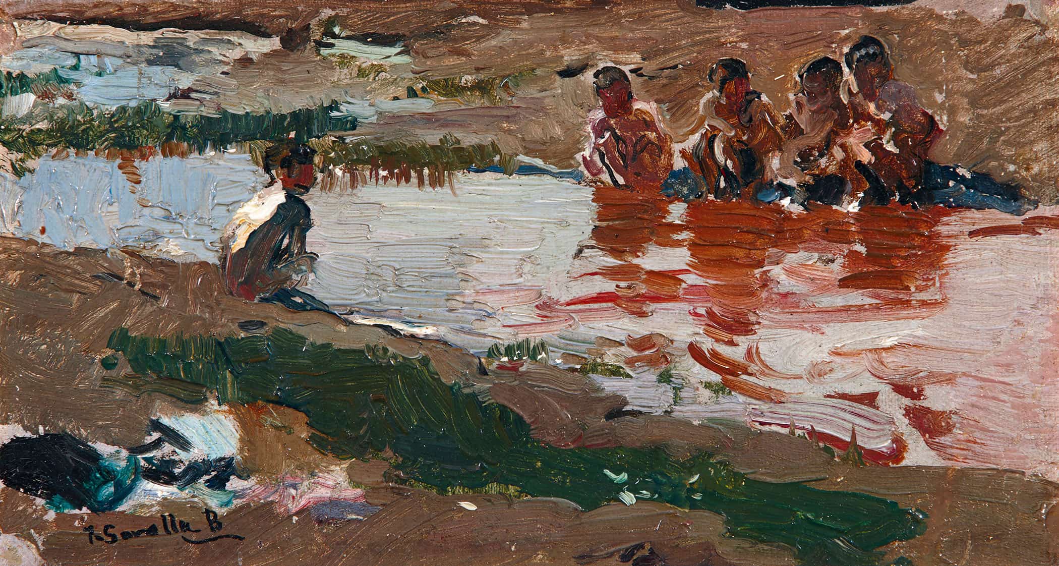 En El Rio At The Riverside by Joaquin Sorolla