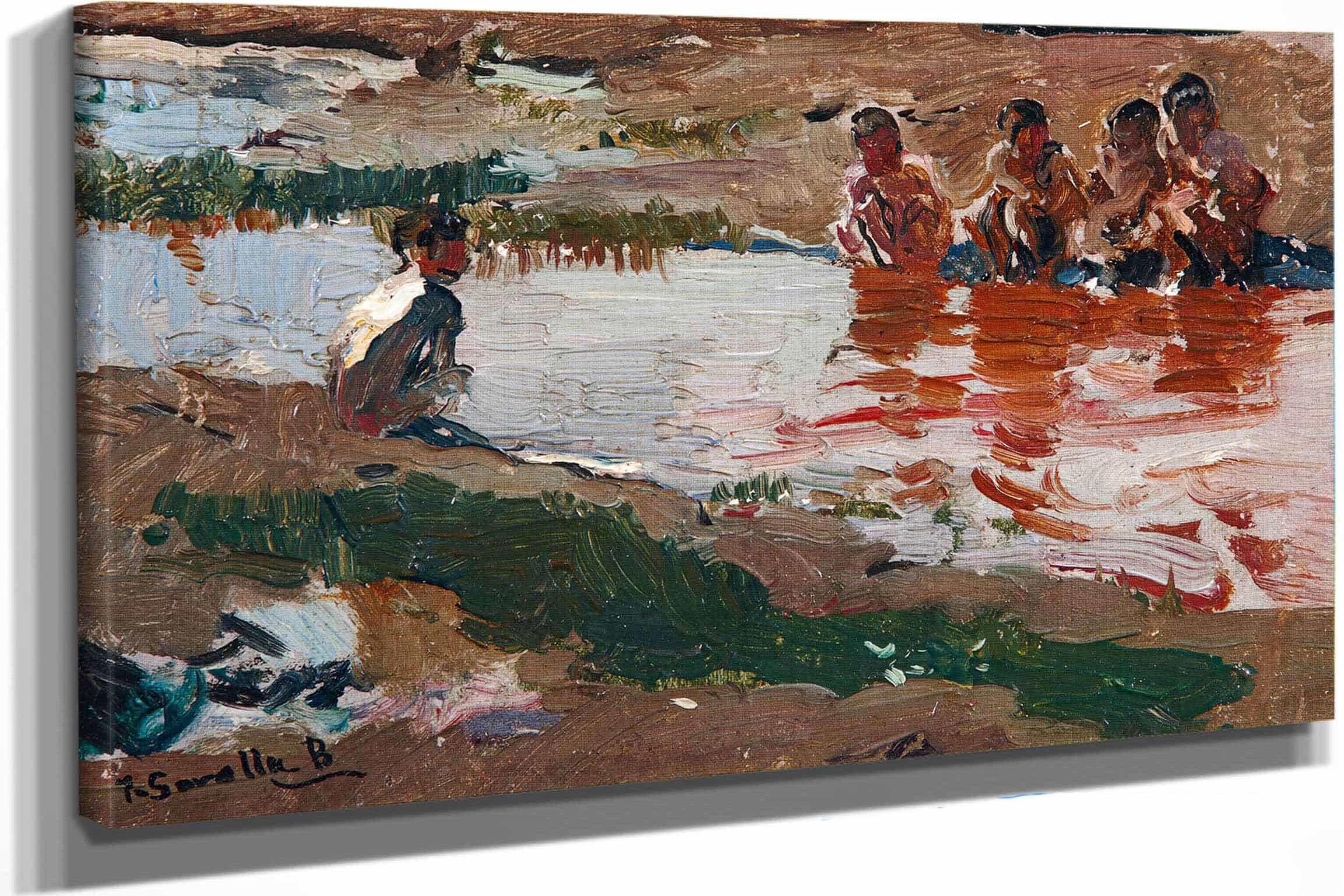 En El Rio At The Riverside by Joaquin Sorolla