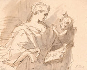 En Helgeninde Med En Bog Og En Putto by Jens Juel