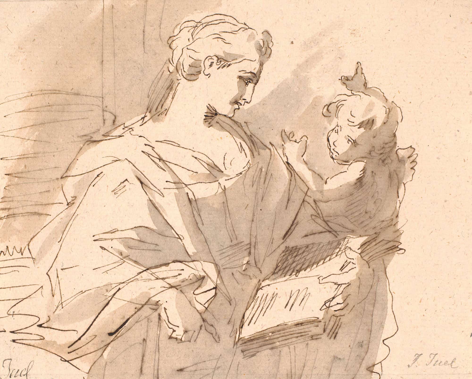 En Helgeninde Med En Bog Og En Putto by Jens Juel