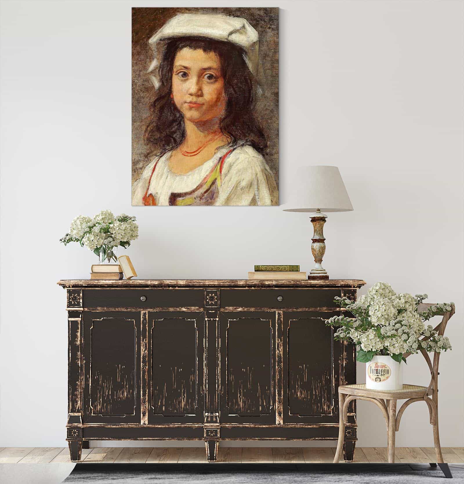 En Ung Italienerinde Med Hvidt Hovedklaede by Wilhelm Marstrand